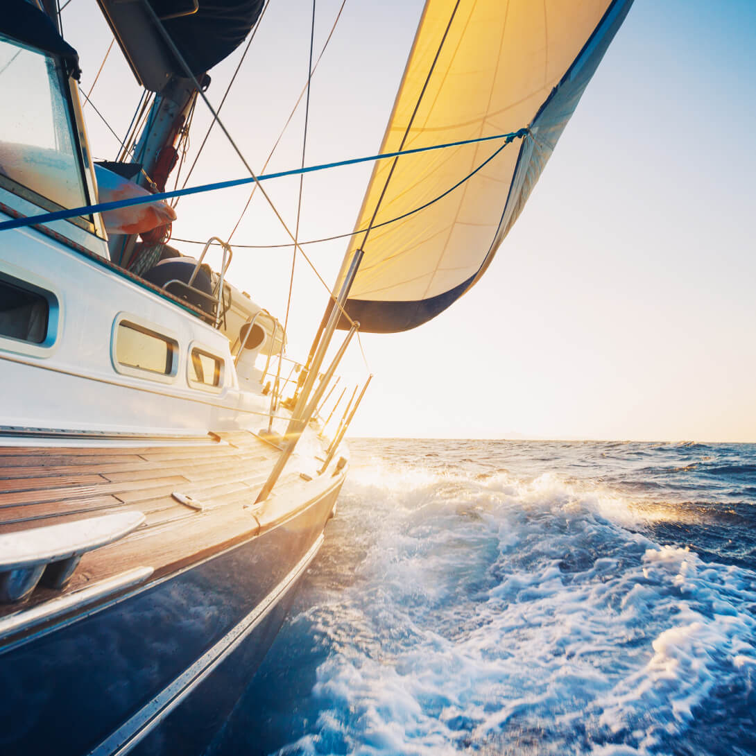 Image showing the yacht sailing across the ocean