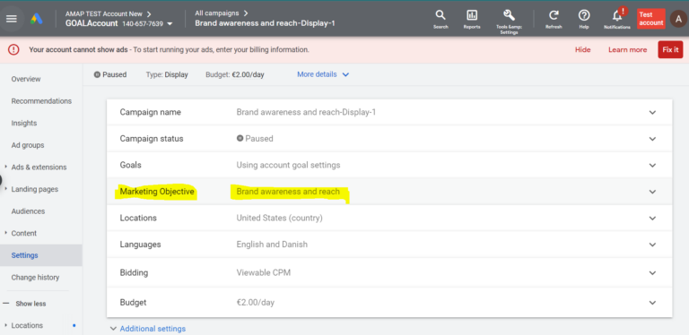 Setting clear objectives for your campaign in Google Ads