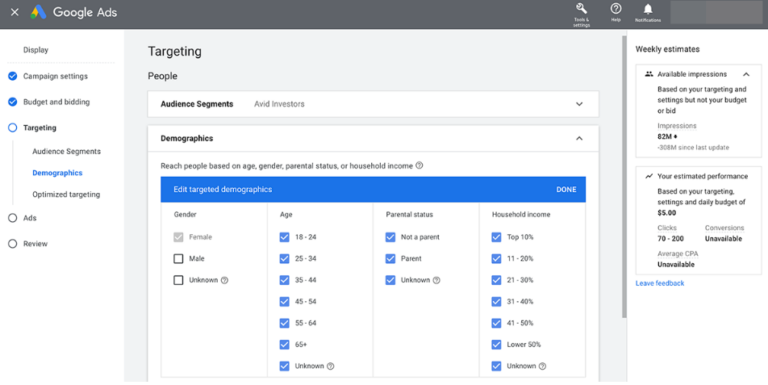 Setting Up Targeted Audience Segments in google ads